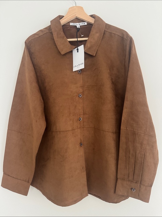 Lola River Jackets & Blazers - NWT- Women's Brown Suede Button-Front Faux Suede Jacket/Blouse/Button down shirt